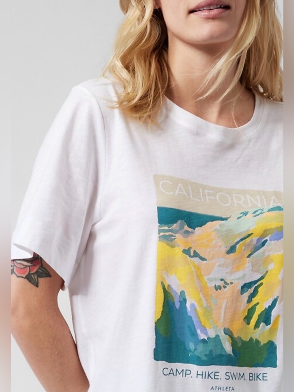 Athleta Daily Oversized T-Shirt Camp Hike Swim Bike California